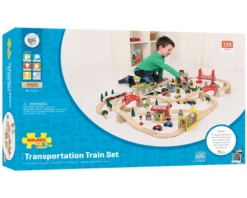 BigJigs BJT018 Houten Trein 124-delige Treinset Transport