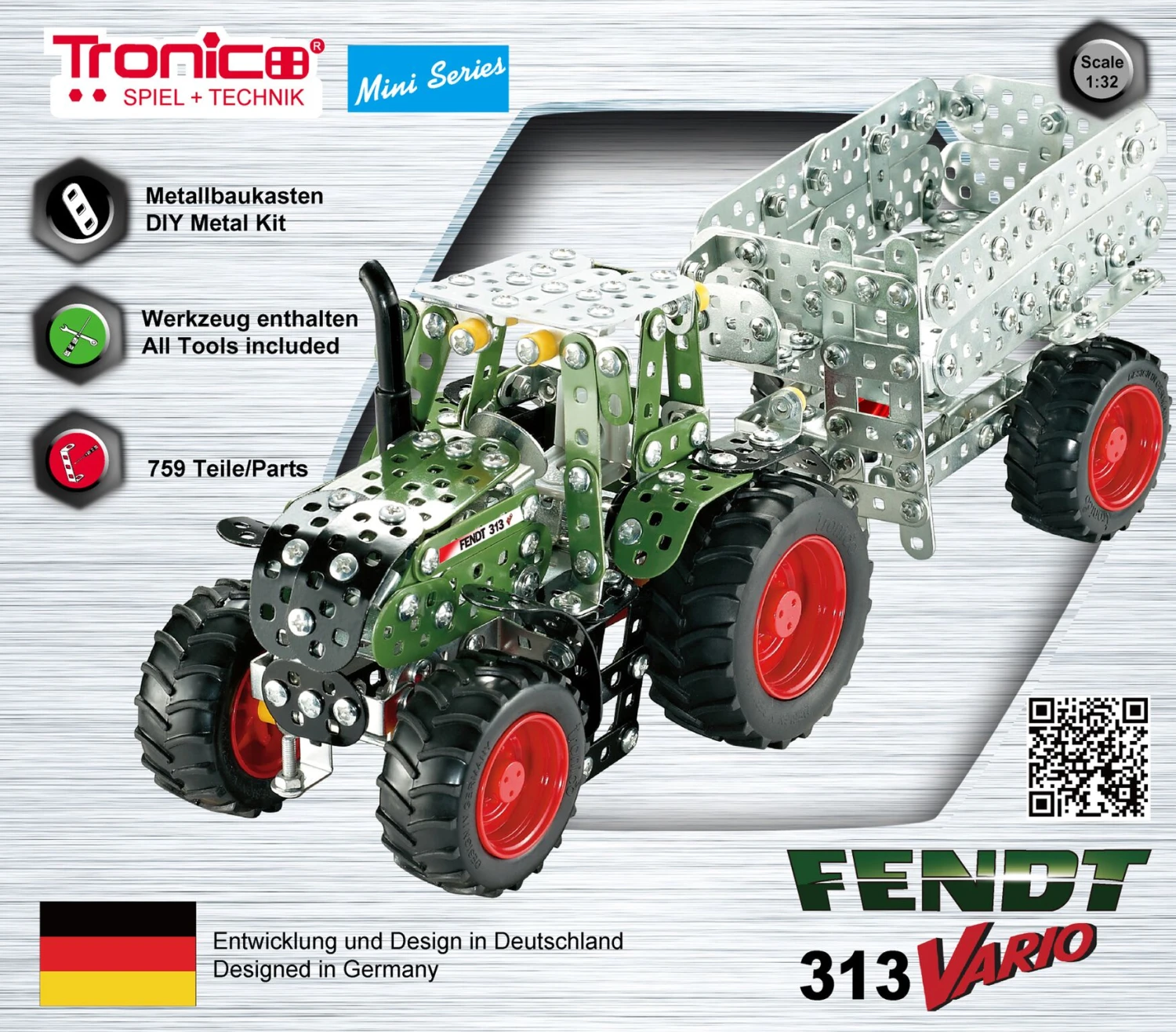 Tronico Mini Fendt 313 Vario Met Aanhangwagen β 1 : 32 - Afbeelding 2