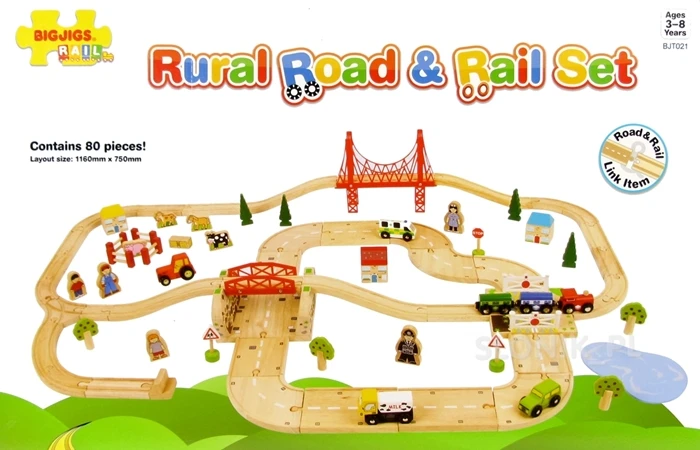 BigJigs BJT021 Landelijke Road & Railset - Afbeelding 4